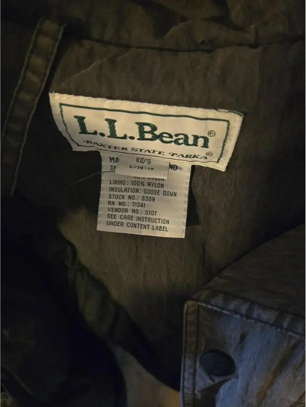 Vintage L.L. Bean Baxter State Parka Kids 14-16 Goose Down Insulated Jacket